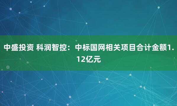 中盛投资 科润智控：中标国网相关项目合计金额1.12亿元